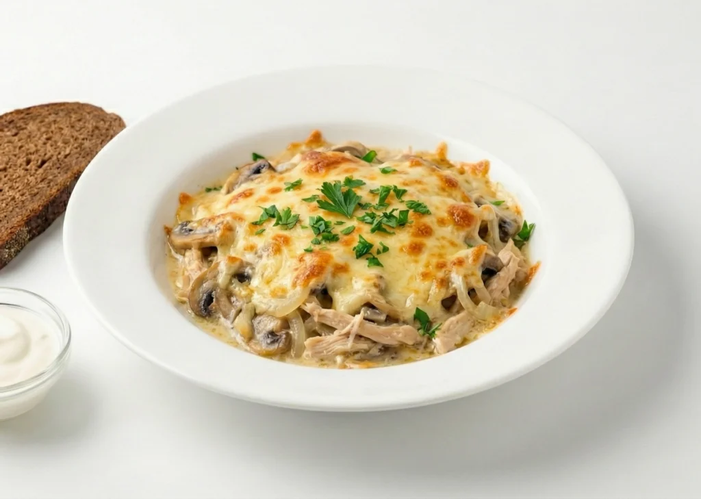 żulien z kurczakiem i pieczarkami