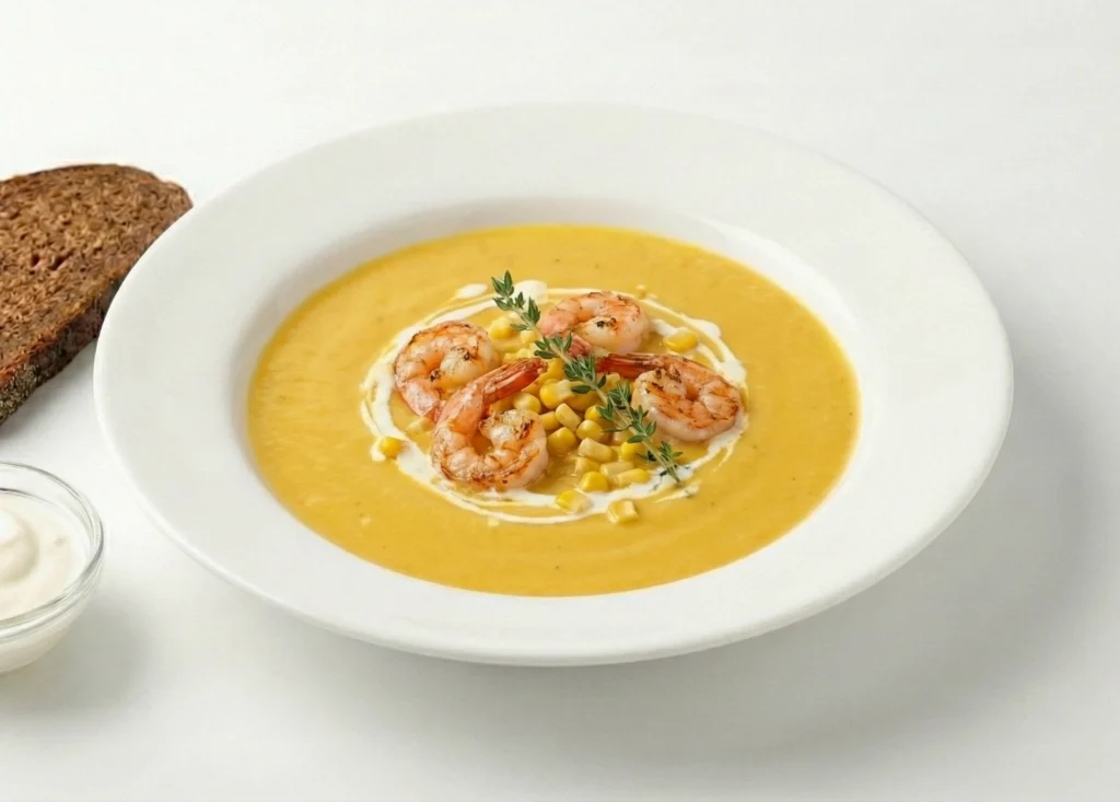 zupa krem z kukurydzy z krewetkami